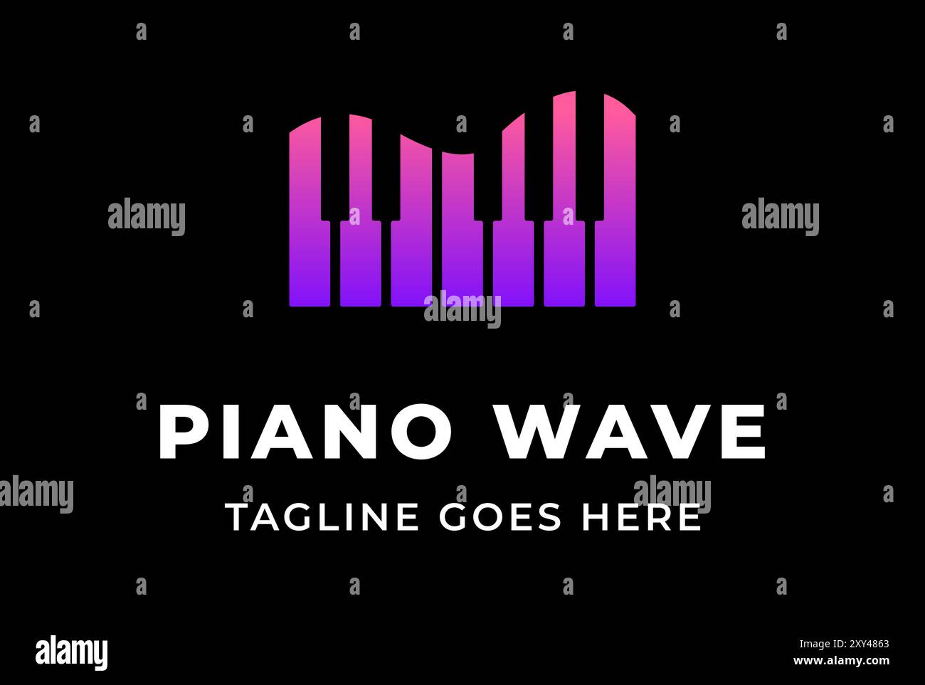 Modern Wave piano Key Music Instrument Logo Design Vector Illustrazione Vettoriale