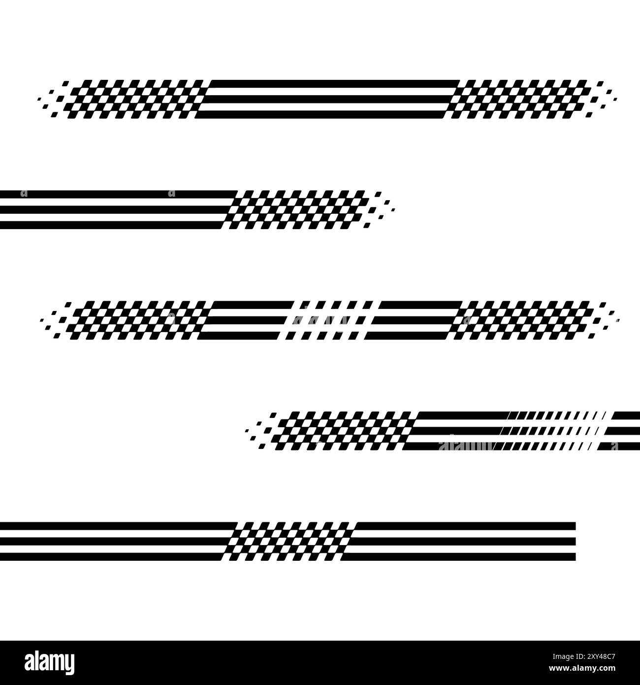 Decalcomanie nere Race strisce a scacchi Illustrazione Vettoriale