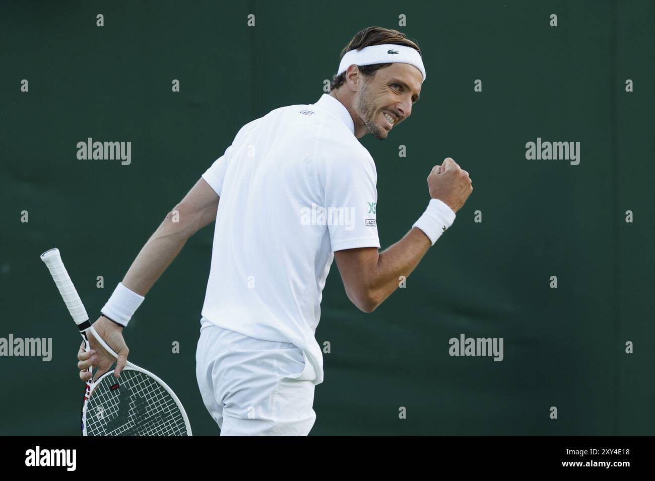 Il tennista francese Arthur Rinderknech festeggia i Campionati di Wimbledon 2024, Londra, Inghilterra, Regno Unito, Europa Foto Stock