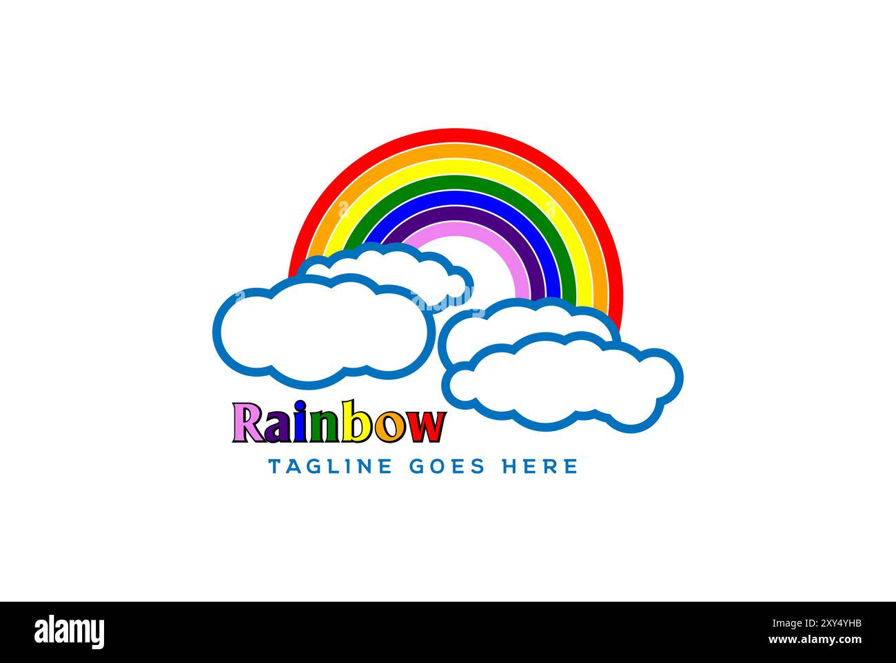 Arcobaleno colorato con Cloud for Kids Gioca Toys Logo Design Vector Illustrazione Vettoriale