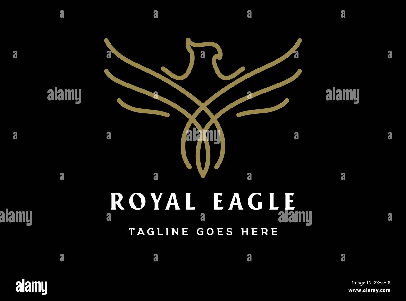 Design semplice e minimalista con logo monogramma Golden Eagle Hawk Falcon Phoenix Illustrazione Vettoriale
