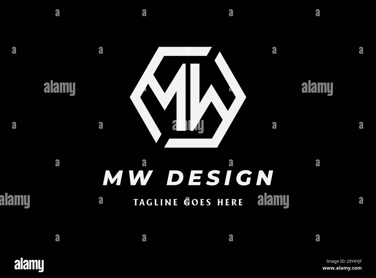 Iniziali monogramma MW WM Letter M W Logo esagonale Design Vector Illustrazione Vettoriale