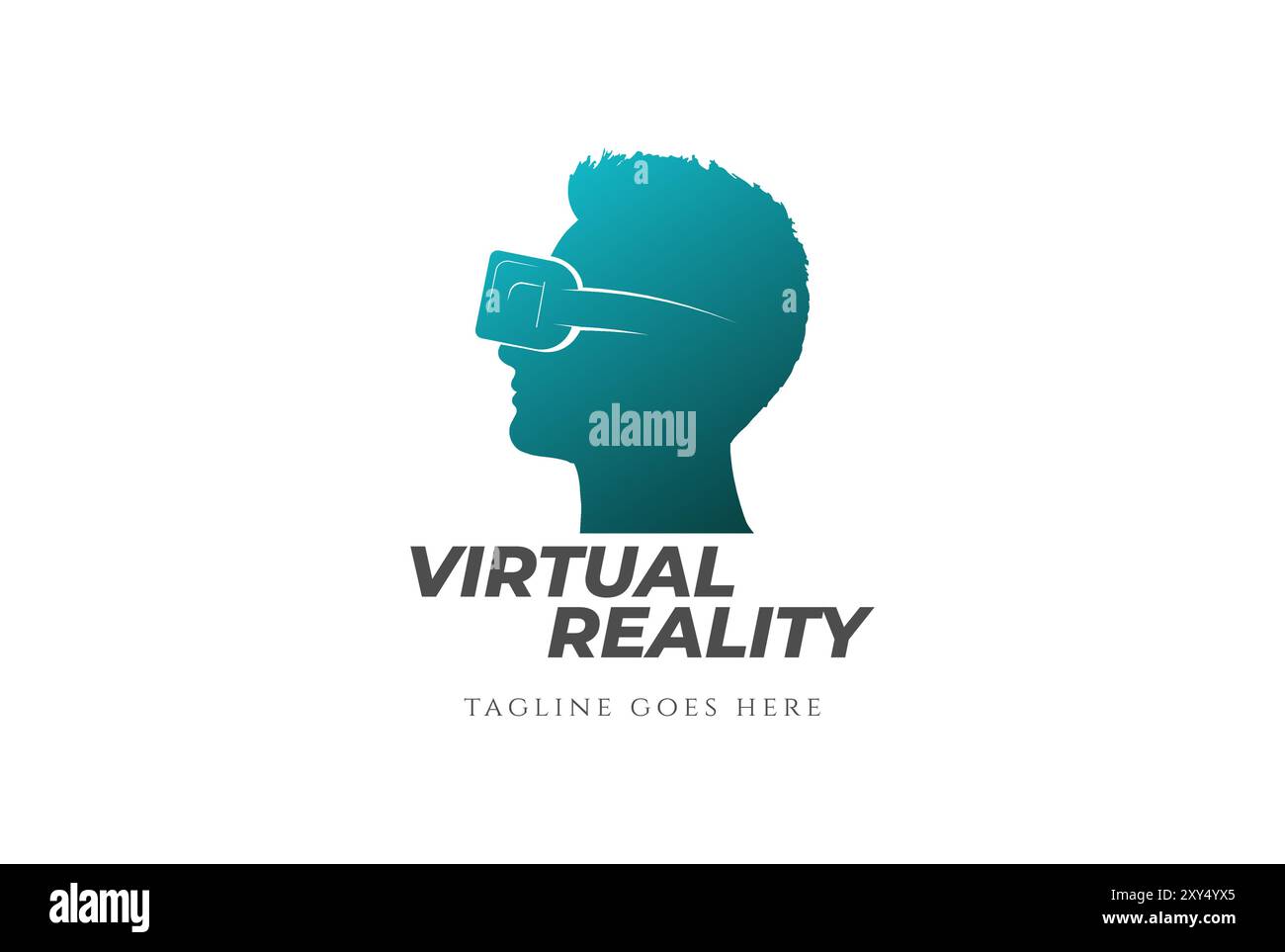 Testa maschile uomo con occhiali per realtà virtuale per il logo Technology Design Vector Illustrazione Vettoriale