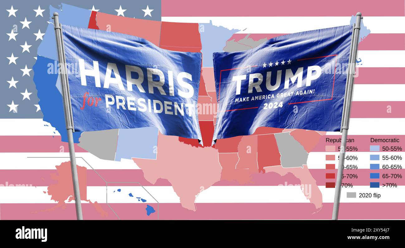 donald trump vs kamala harris dibattono le elezioni presidenziali del 60esimo continente americano Foto Stock