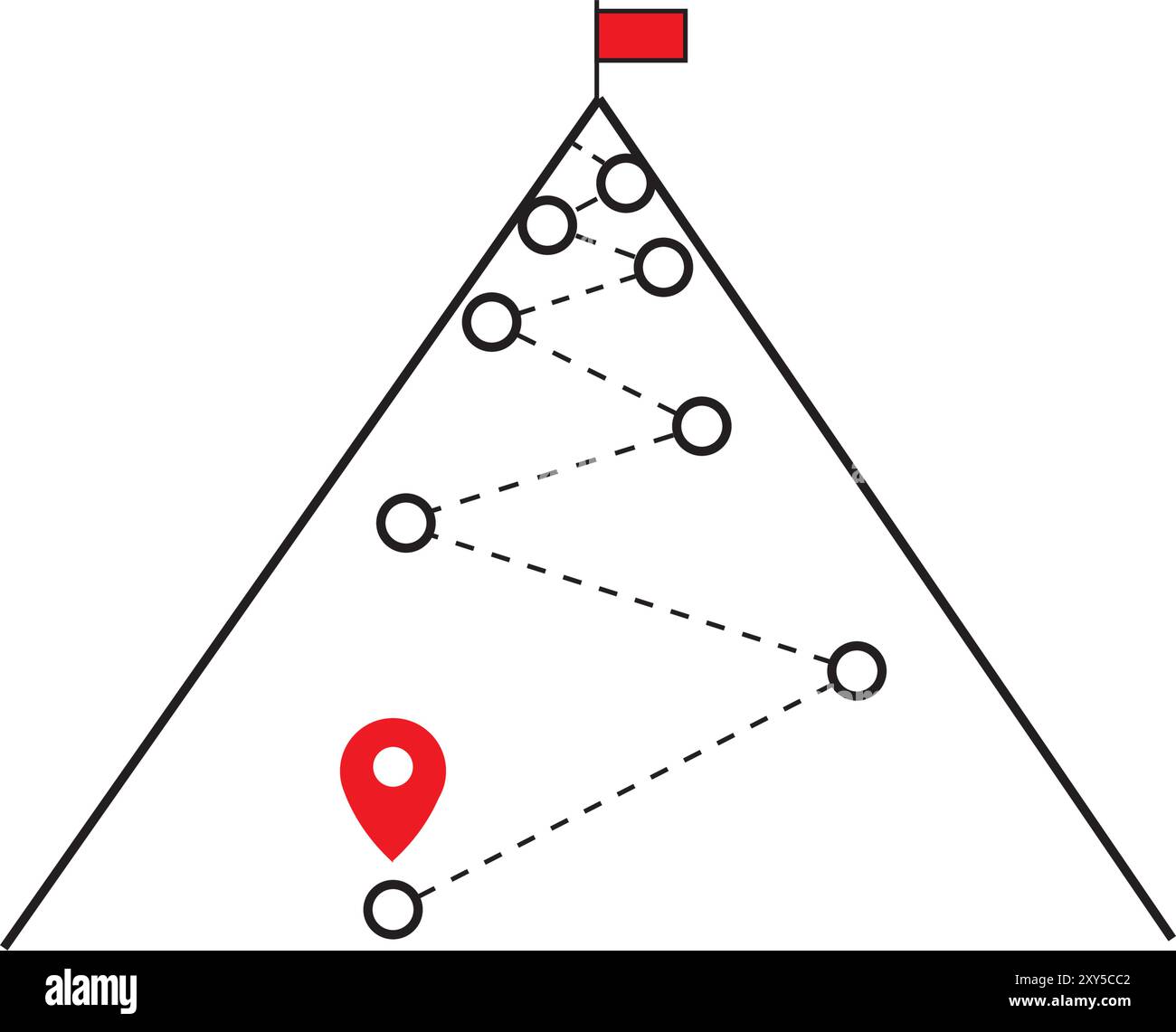 Infografica sulla base del percorso di arrampicata in montagna. Vettore campo di crescita montagna salita mappa della via Illustrazione Vettoriale