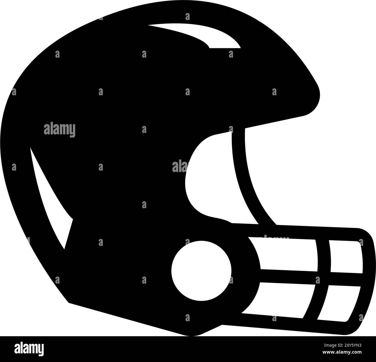 Moderna silhouette nera di un casco sportivo per attività sportive. Illustrazione Vettoriale