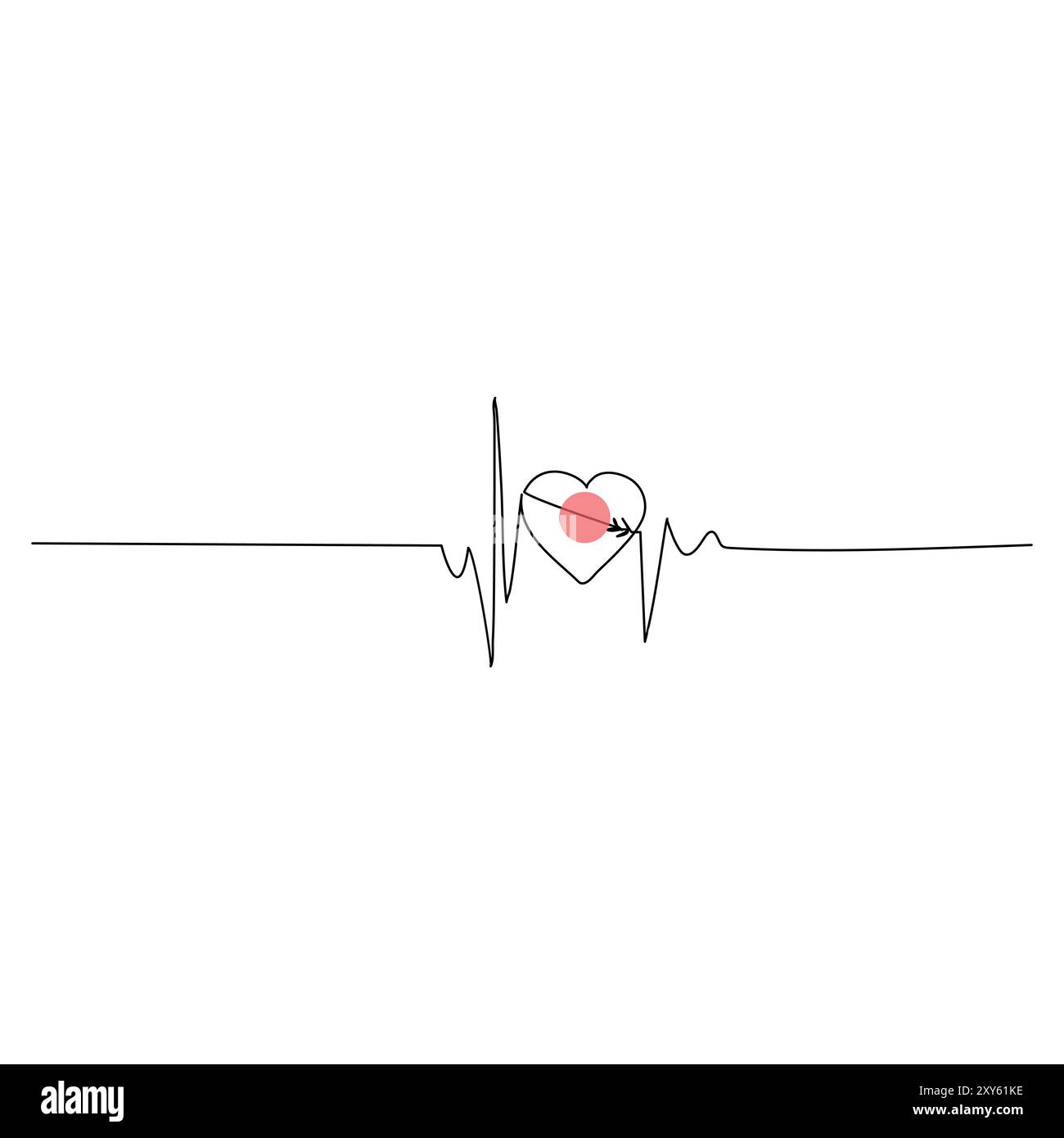 Immagine vettoriale continua a linea singola che disegna il cuore san valentino Illustrazione Vettoriale