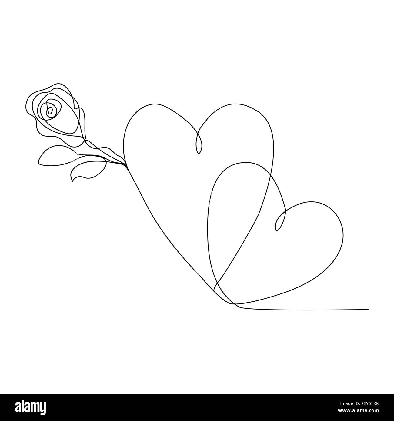 Immagine vettoriale continua a linea singola che disegna il cuore san valentino Illustrazione Vettoriale