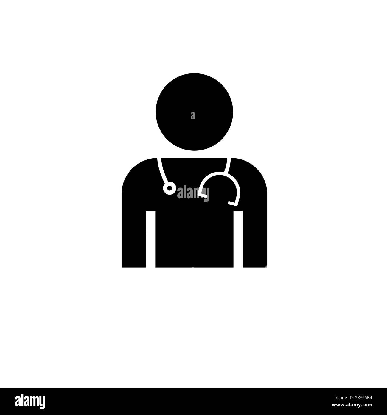 Medico, medico con stetoscopio Solid Flat Vector icona isolato su sfondo bianco. Illustrazione Vettoriale