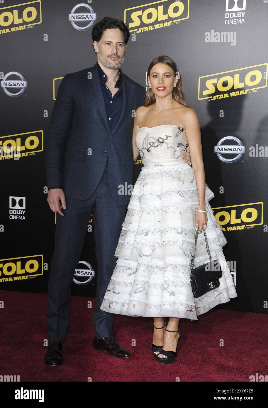 Sofia Vergara e Joe Manganiello alla prima di Disney Pictures e del Lucasfilm 'solo: A Star Wars Story' tenuto al Teatro El Capitan di Holly Foto Stock