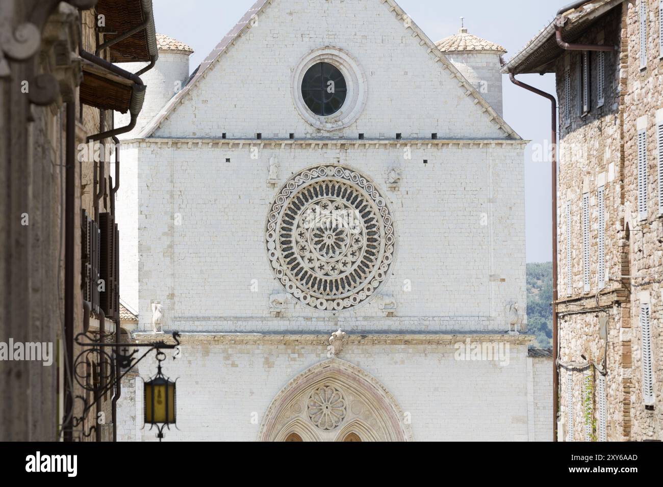 Particolare sulla Basilica di San Francesco, Assisi, Italia, Europa Foto Stock