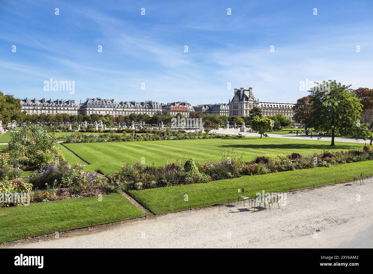 Vista del Jardin des Tuileries a Parigi, Francia, Europa Foto Stock