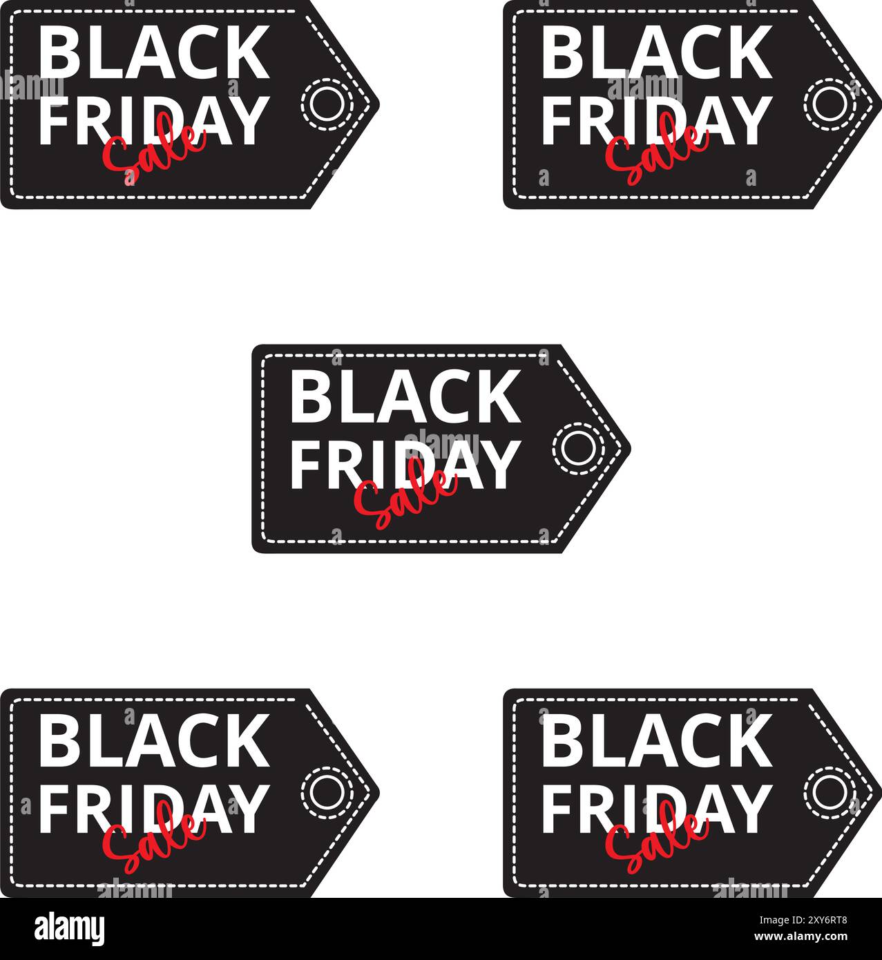 Etichette in vendita per il Black friday su sfondo bianco con spazio di copia Illustrazione Vettoriale