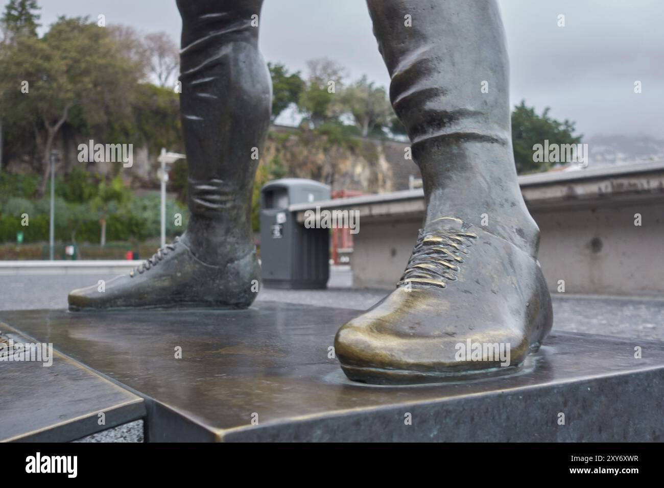 Cristiano Ronaldo statua in Funchal, Madeira davanti a CR7 museum Foto Stock