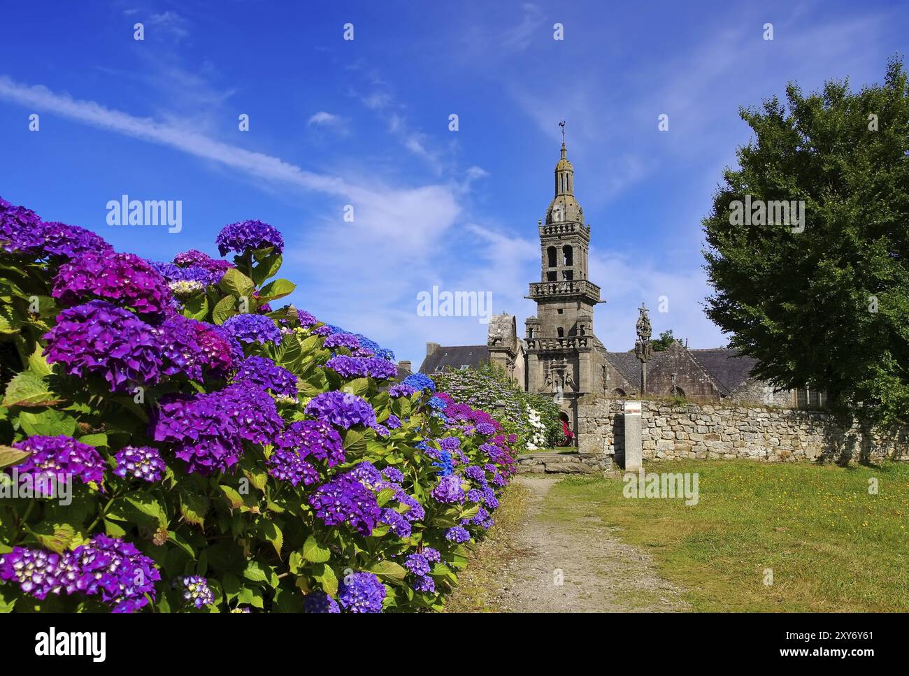 Plomodiern Sainte-Marie du Menez Hom in Bretagna, Francia, Plomodiern Sainte-Marie du Menez Hom in Bretagna, Francia, Europa Foto Stock