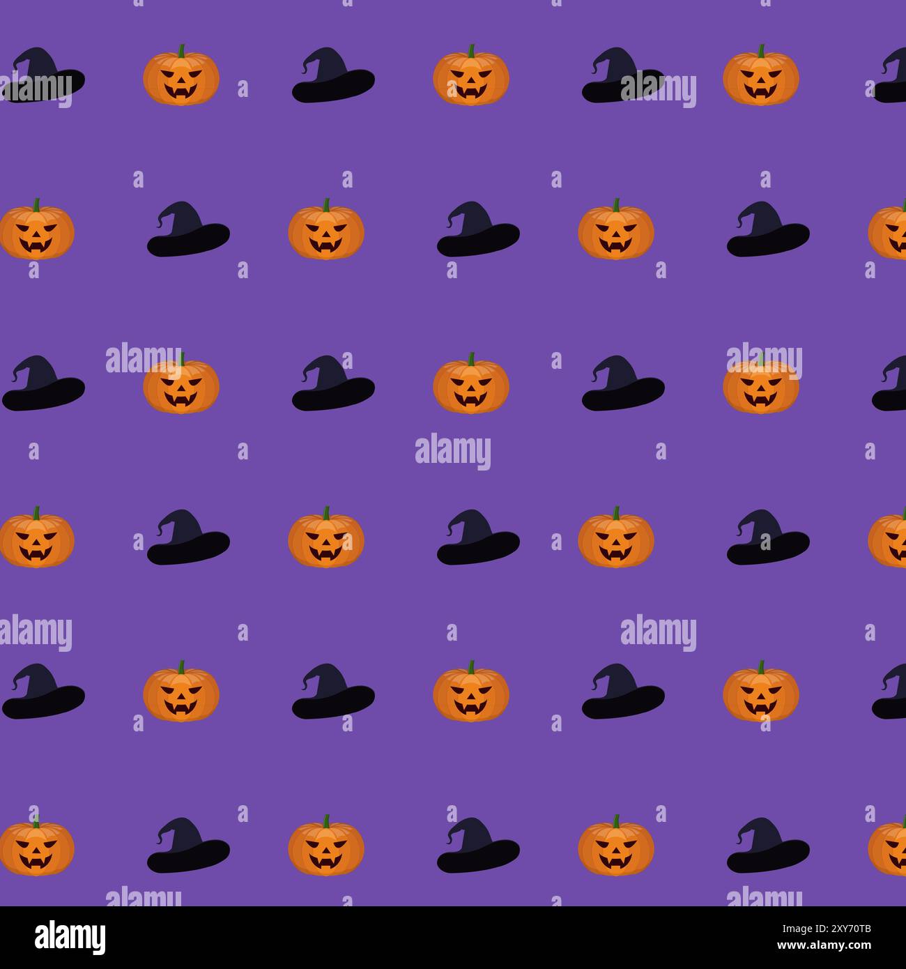 Ripetizione senza cuciture di zucche e cappelli di Halloween Foto Stock