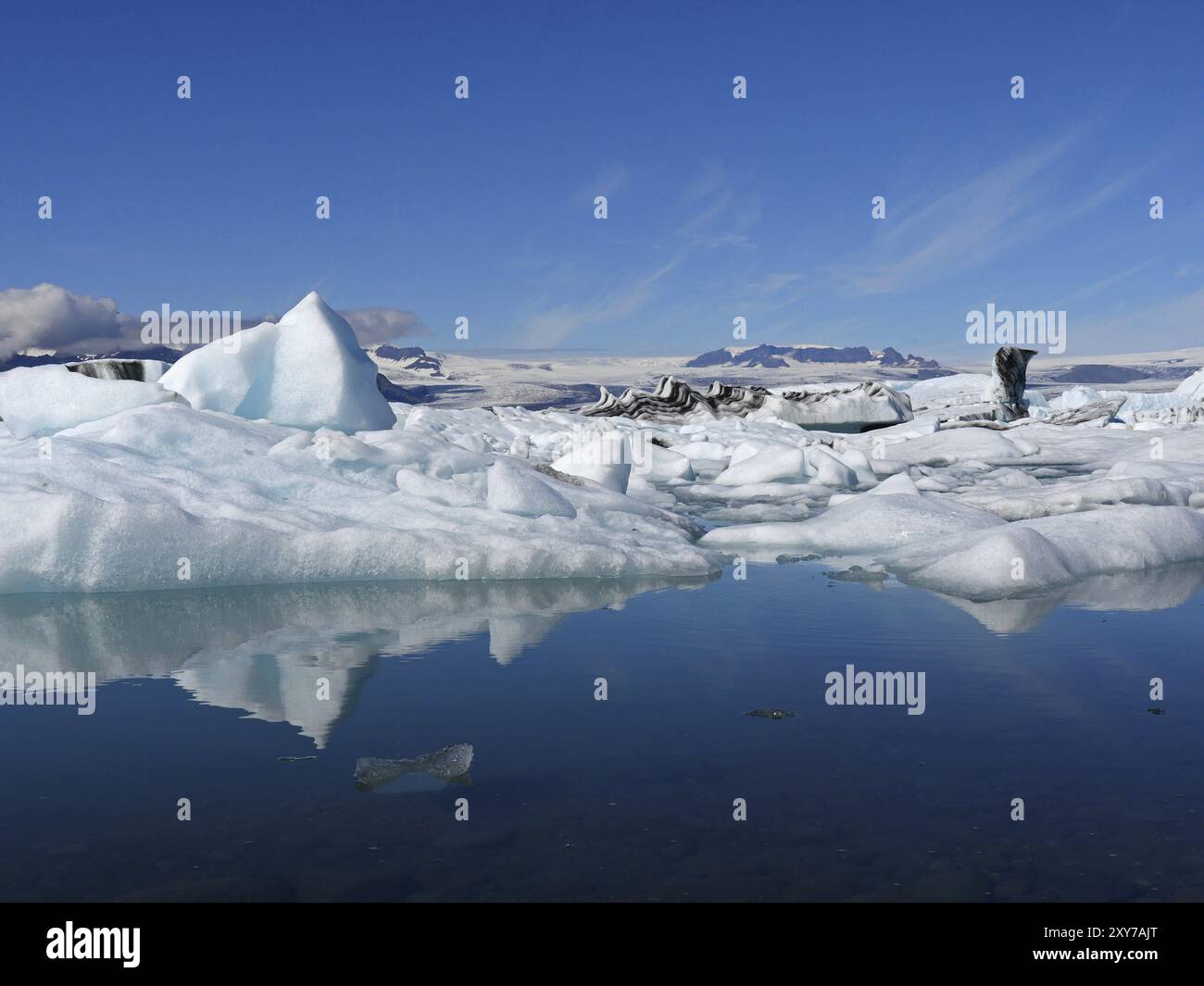 Il lago glaciale Joekulsarlon in Islanda Foto Stock