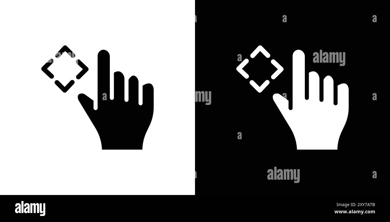 Mano, dita, gesto, scorrimento, rotazione dell'icona in bianco e nero. semplice vettore piatto Illustrazione Vettoriale
