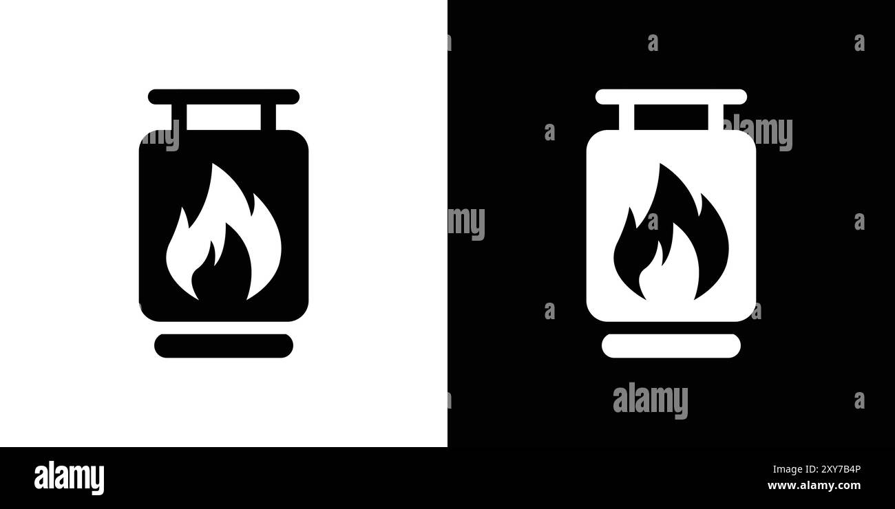 Icona del serbatoio del gas impostata in bianco e nero. semplice vettore piatto Illustrazione Vettoriale