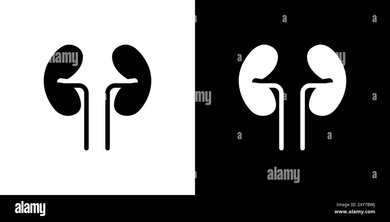 Icona reni umani impostata in bianco e nero. semplice vettore piatto Illustrazione Vettoriale