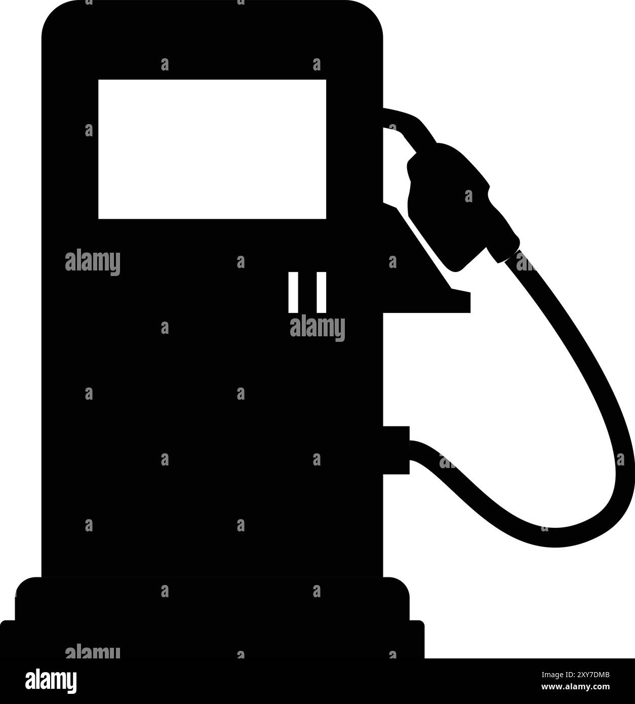 Icona nera della pompa di benzina, icona della stazione di rifornimento olio, pompa di alimentazione in rettangolo, simbolo della stazione di rifornimento, stazione di servizio, segnale stradale Illustrazione Vettoriale