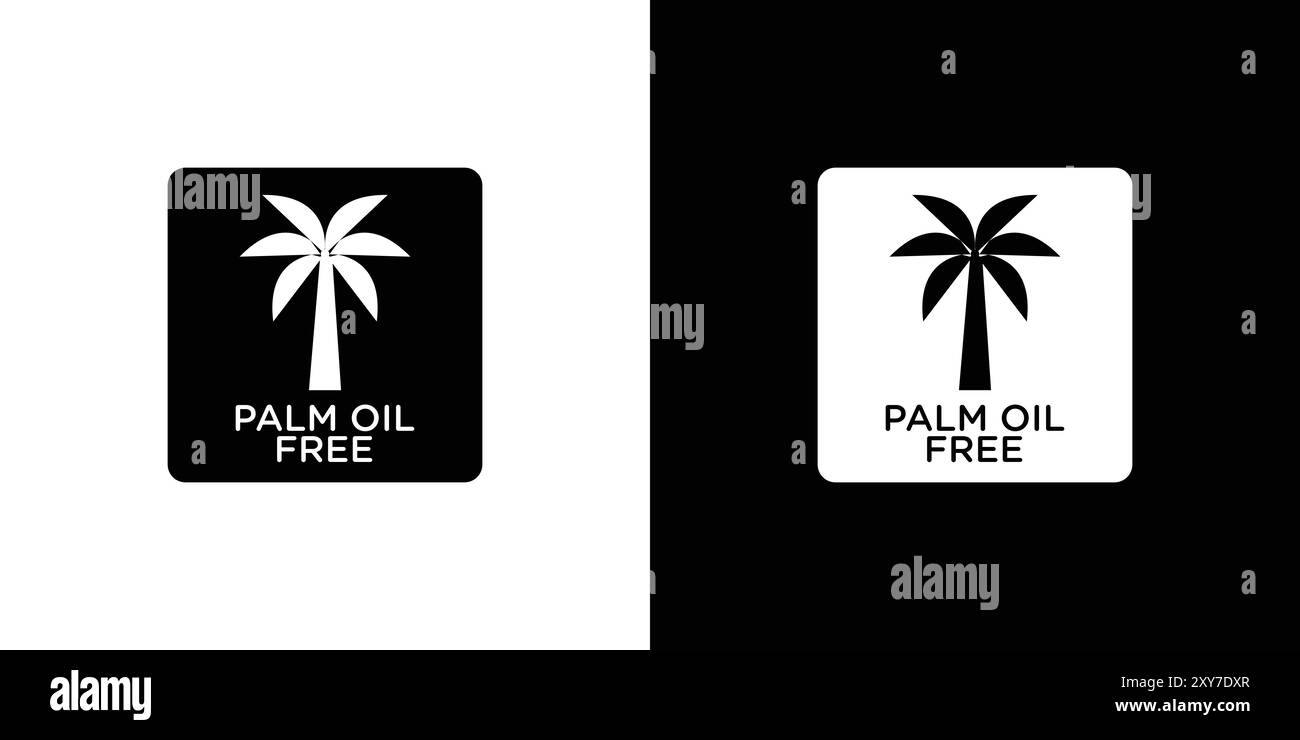 Icona senza olio di palma in bianco e nero. semplice vettore piatto Illustrazione Vettoriale