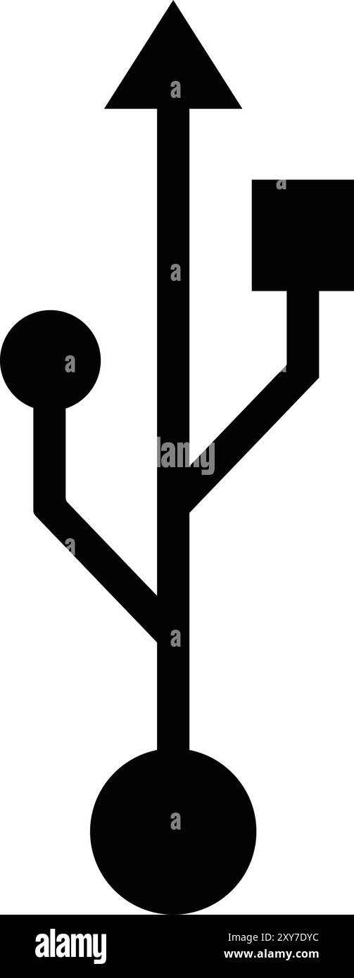 Icona USB, simbolo USB, icona del disco flash, simbolo della porta USB, simbolo dell'unità flash Illustrazione Vettoriale