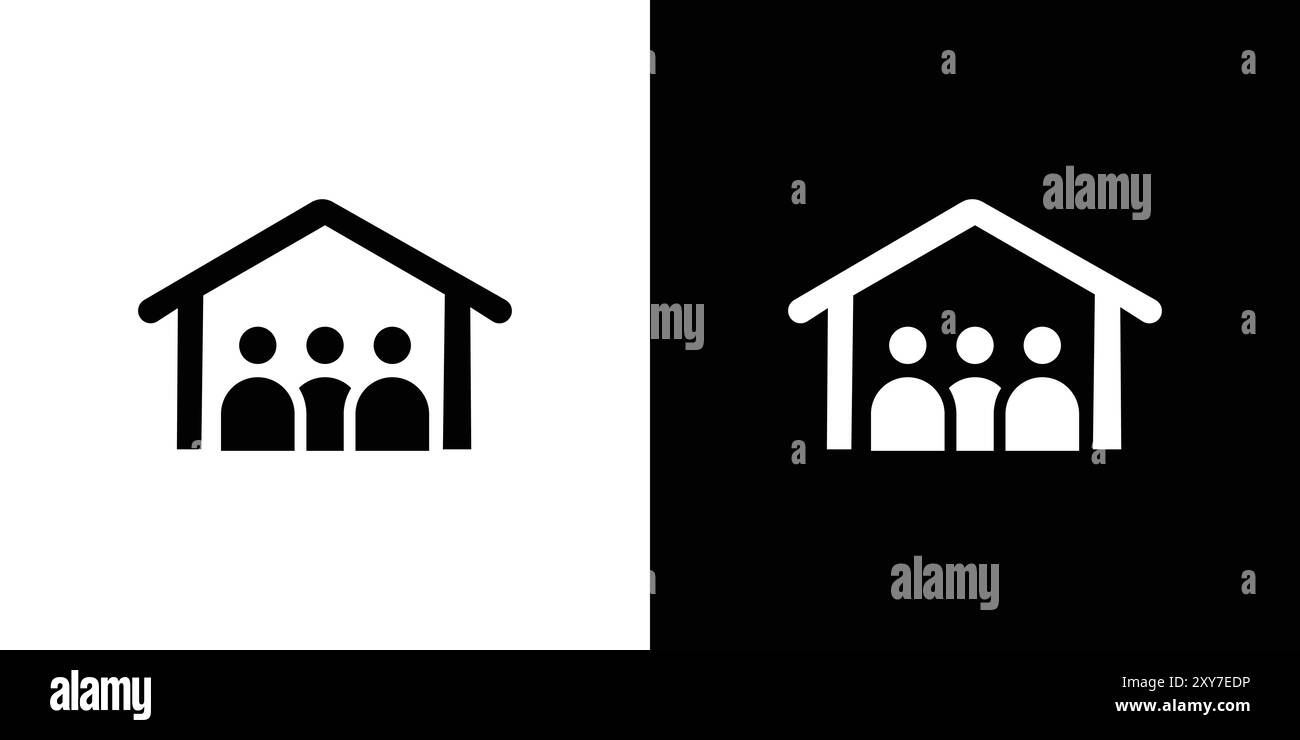 icona coinquilini impostata in bianco e nero. semplice vettore piatto Illustrazione Vettoriale
