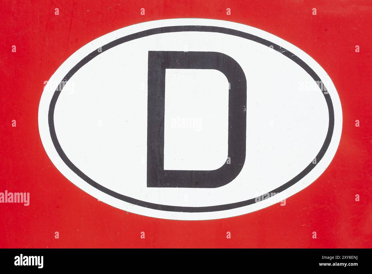 Codice paese D per la Germania su un'auto d'epoca rossa, targa, Germania, Europa Foto Stock