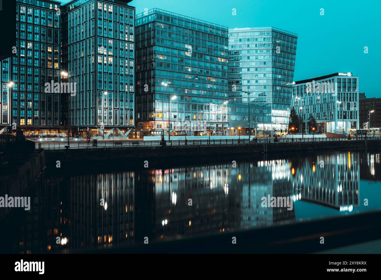 Dock Liverpool di notte Foto Stock