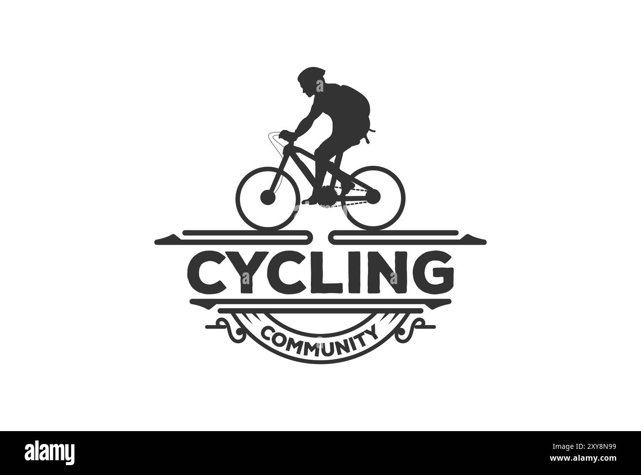 Bicicletta da ciclismo uomo vintage retro per Sport Club Badge Emblem Logo Design Vector Illustrazione Vettoriale