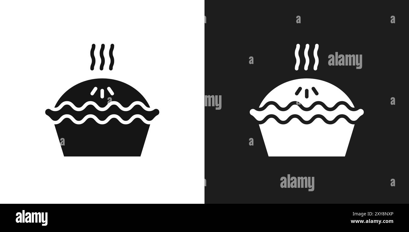 Icona a torta, logo, contorno vettoriale in bianco e nero Illustrazione Vettoriale