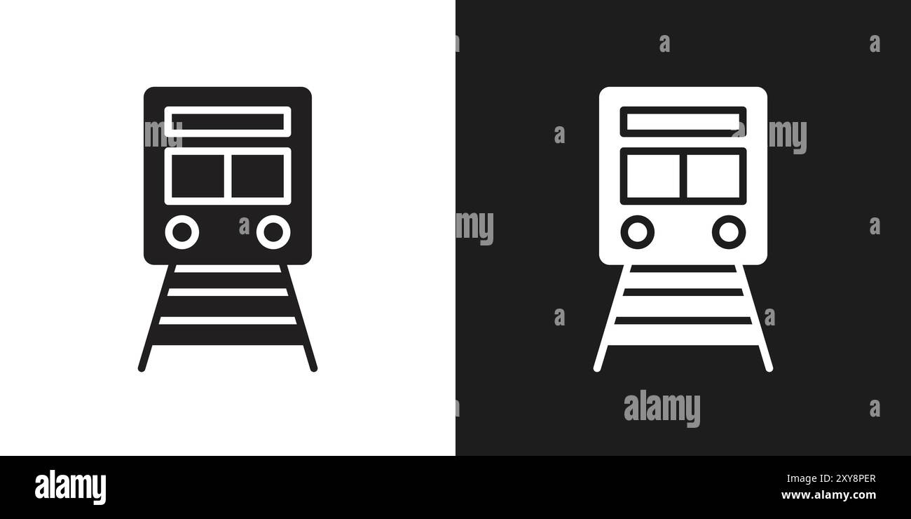 Logo dell'icona treno contorno vettoriale in bianco e nero Illustrazione Vettoriale