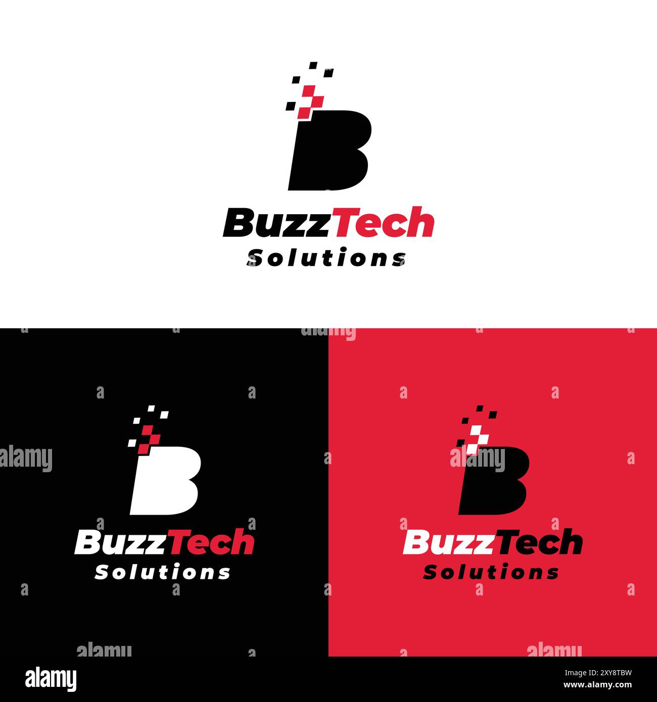 Buzz Tech Solution Tech Logo Design Illustrazione Vettoriale