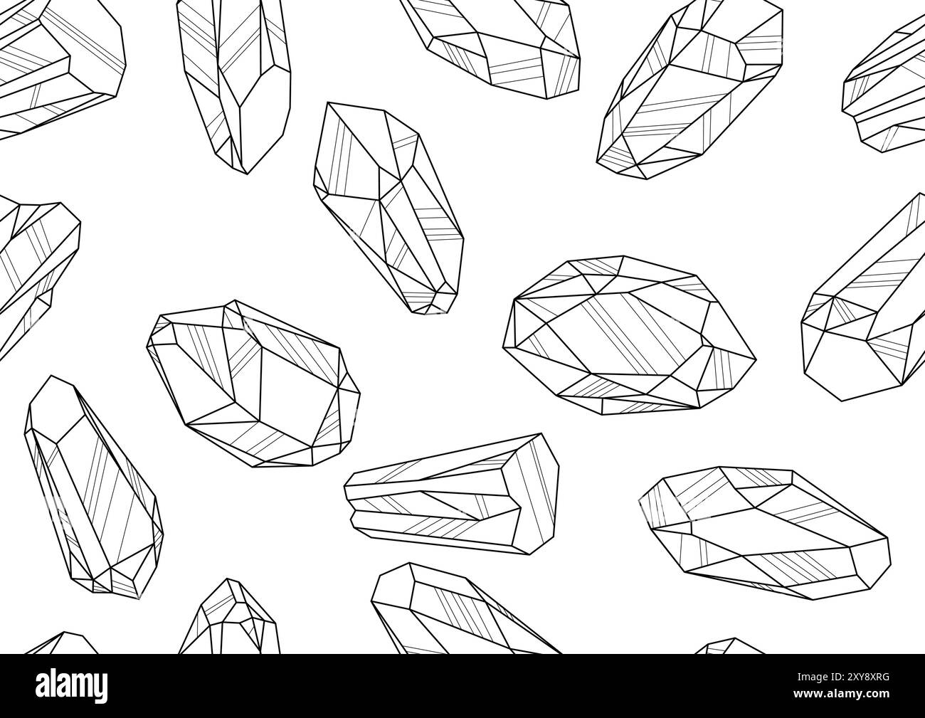 Crea un motivo con cristalli o minerali. Gioielli pietre preziose o semipreziose. Illustrazione Vettoriale