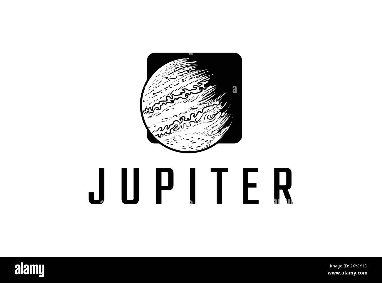 Simbolo planetario vintage retro Jupiter per il design del logo Space Science Vector Illustrazione Vettoriale