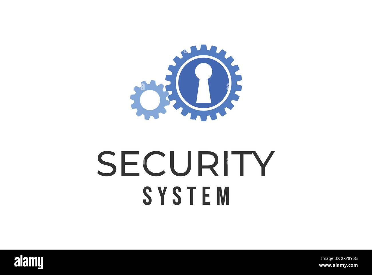 Gear Gog Driven with Keyhole for Secure Security Setting System Logo Illustrazione Vettoriale