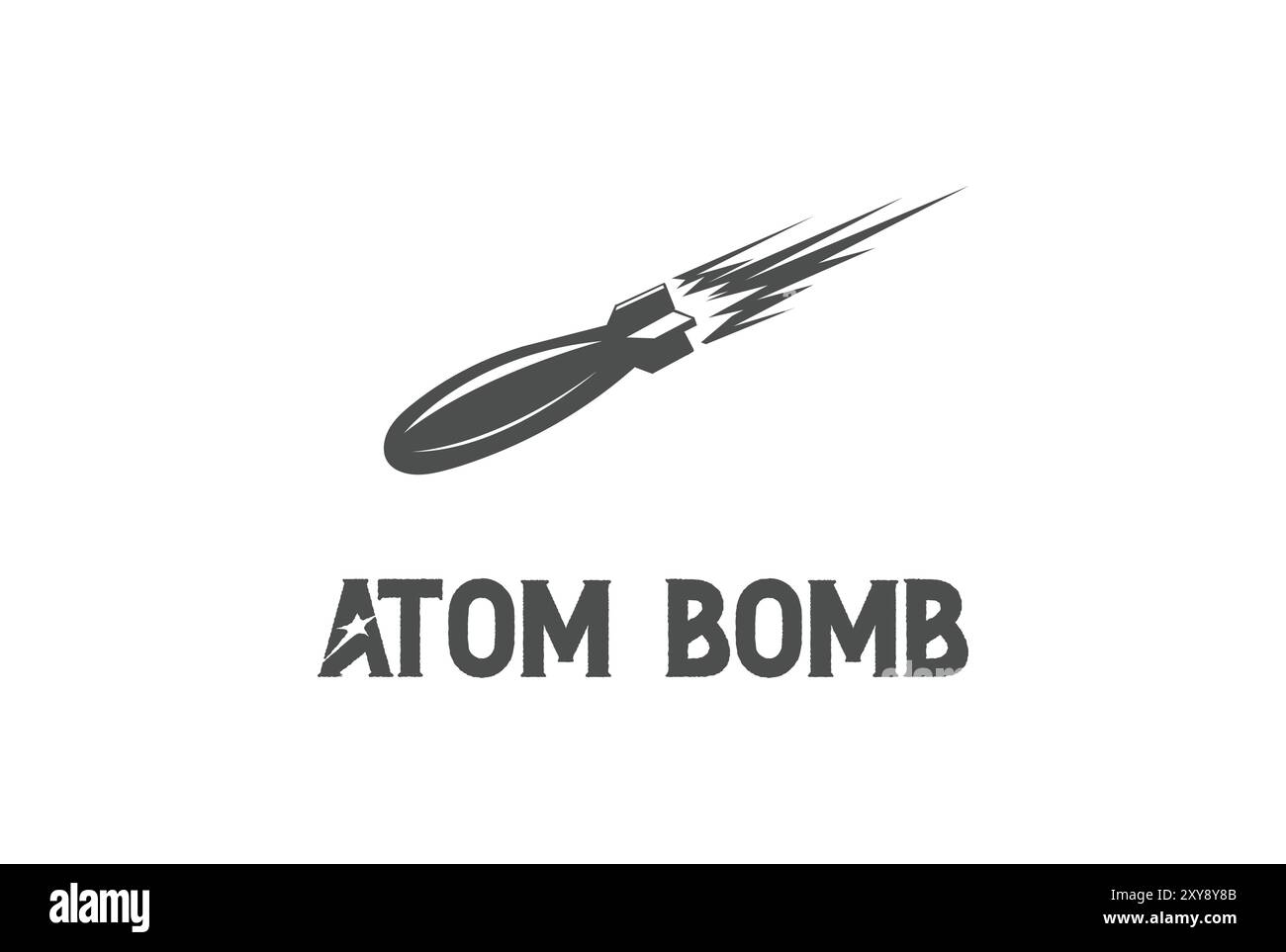Vintage retro Sky Flying Atom o Nuclear Bomb Logo Design Vector Illustrazione Vettoriale