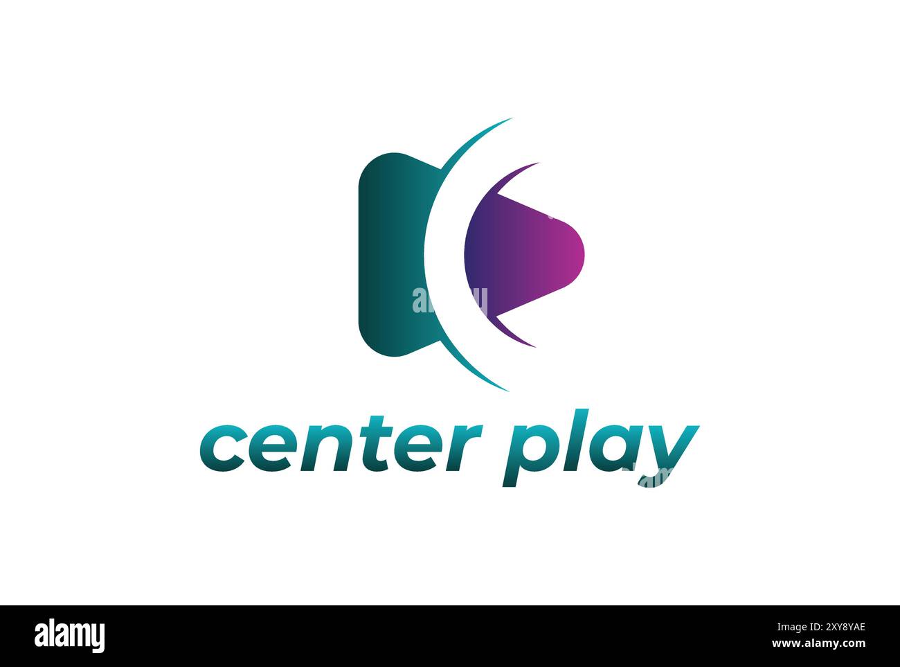 Pulsante di riproduzione triangolare con lettera C per applicazioni Play Video Music Movie Center Logo Design Illustrazione Vettoriale