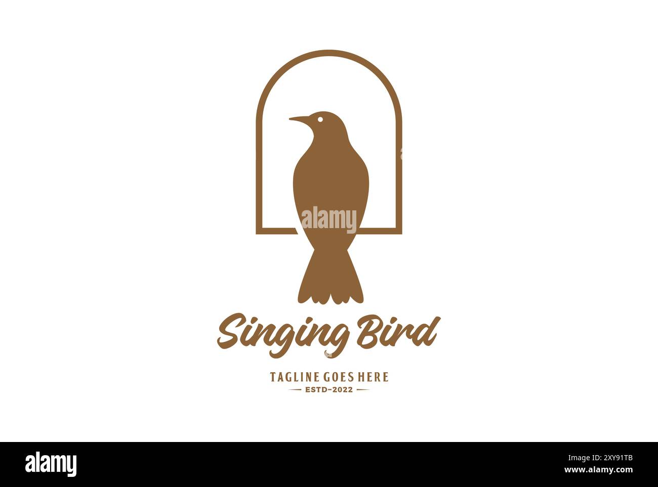 Semplice logo minimalista dove Robin Canary Sparrow Finch Illustrazione Vettoriale