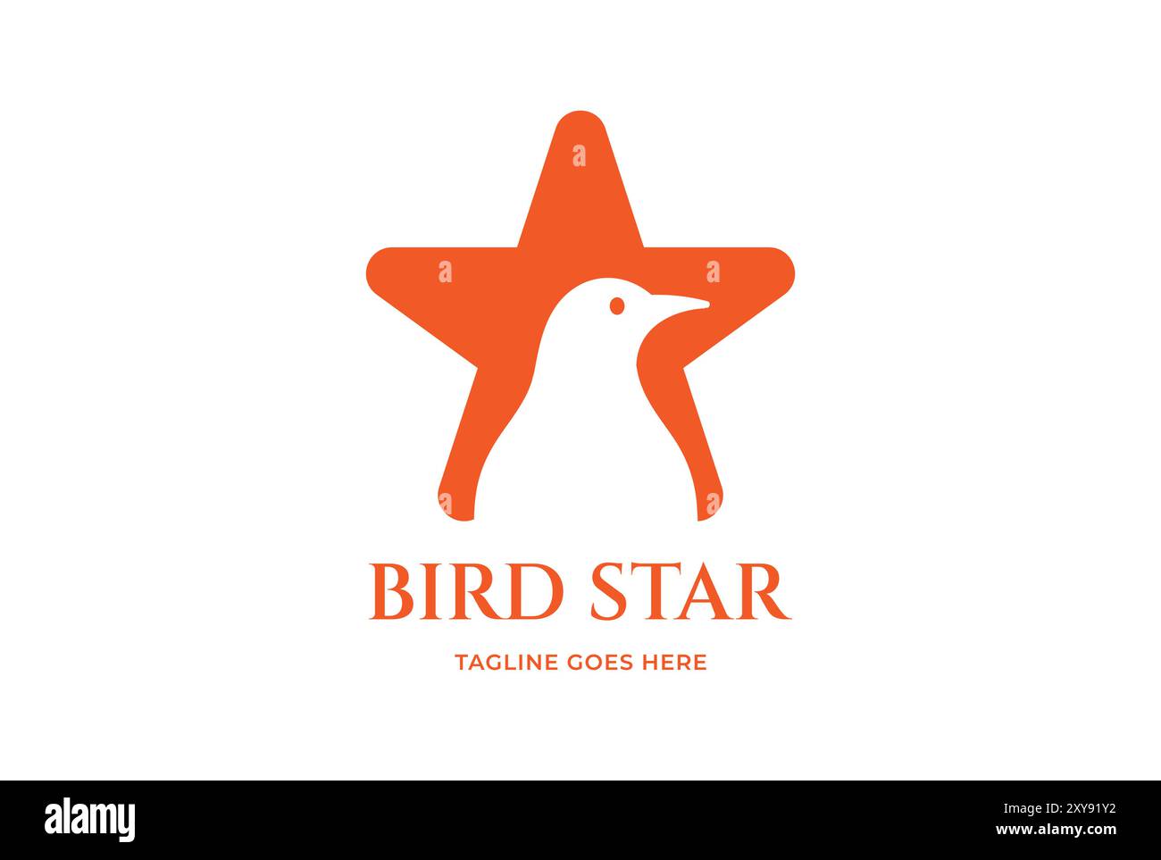 Semplice design minimalista con logo Bird Star Vector Illustrazione Vettoriale