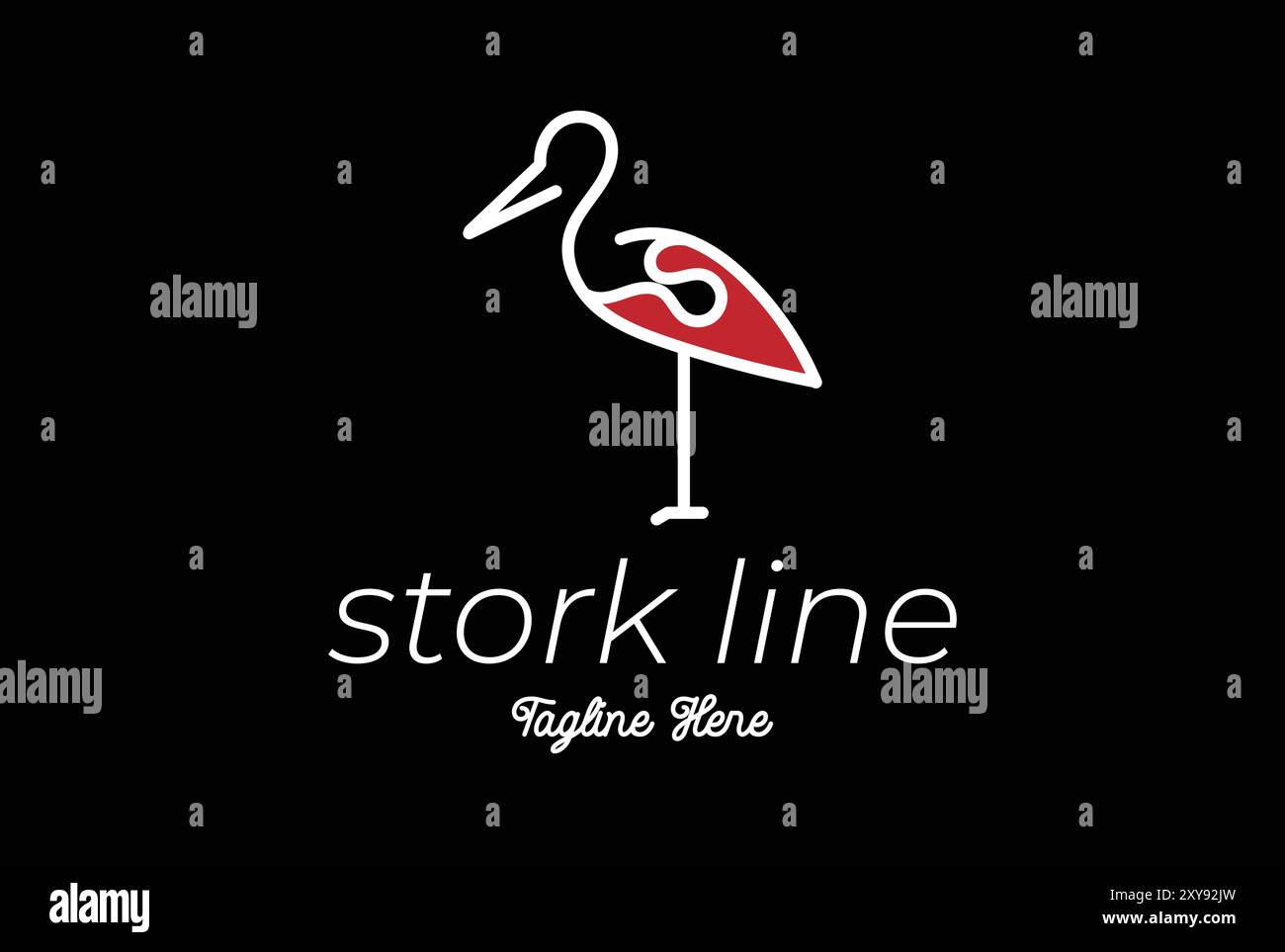 logo vettoriale di cicogne pellicane heron linea linea contorno icona monolina disegno stock golfo uccelli costa spiaggia illustrazione astratto logo ibis Illustrazione Vettoriale