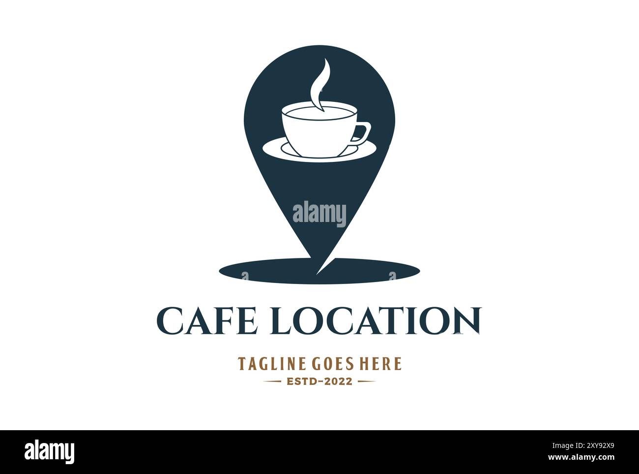 Mappa dei pin con tazza da caffè per il logo Cafe Location Apps Illustrazione Vettoriale