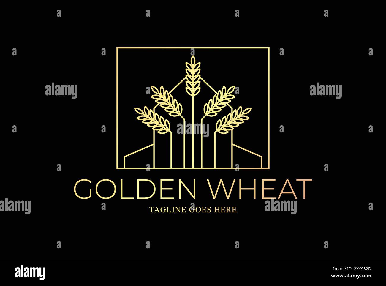 Geometric Wheat Rice OAT Barn for Farm and Bakery o Beer Logo Illustrazione Vettoriale