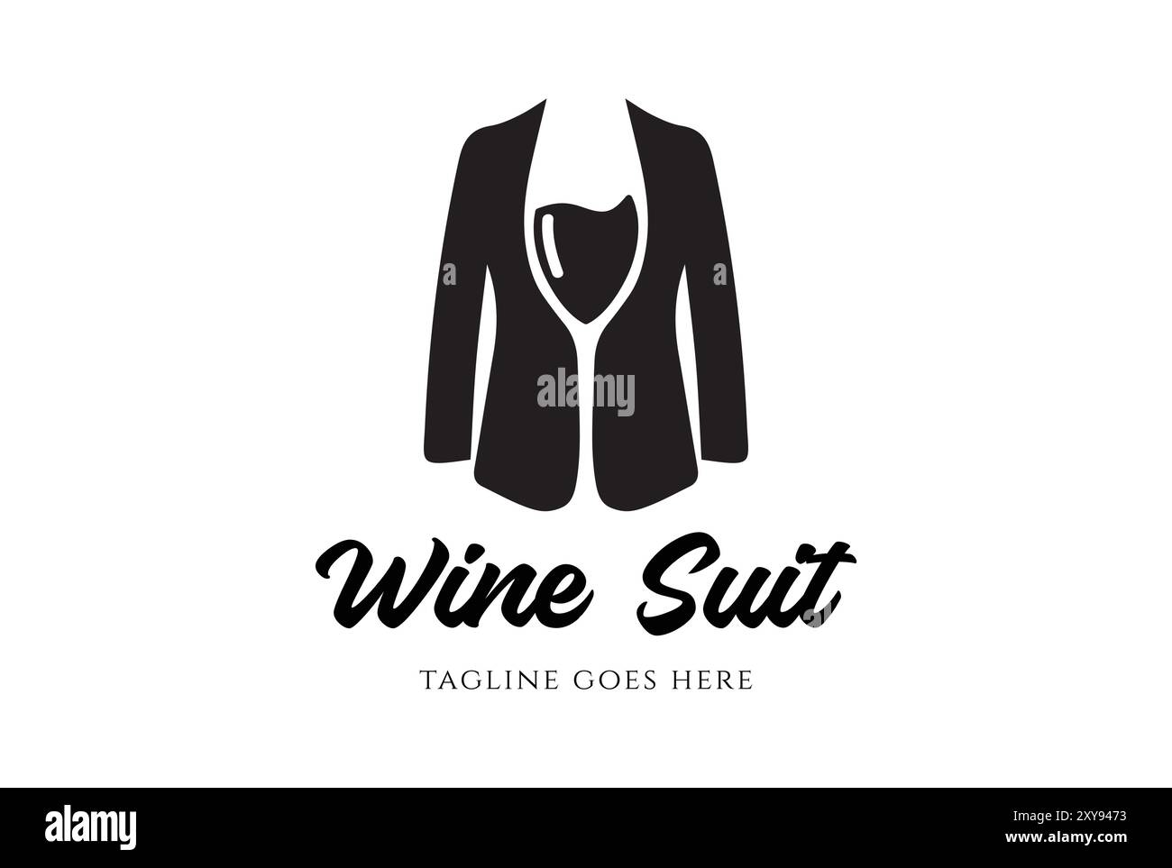 Cravatta con fiocco in Tuxedo in vetro per cena al bar di lusso, ristorante, cameriere, Bartender, logo Illustrazione Vettoriale