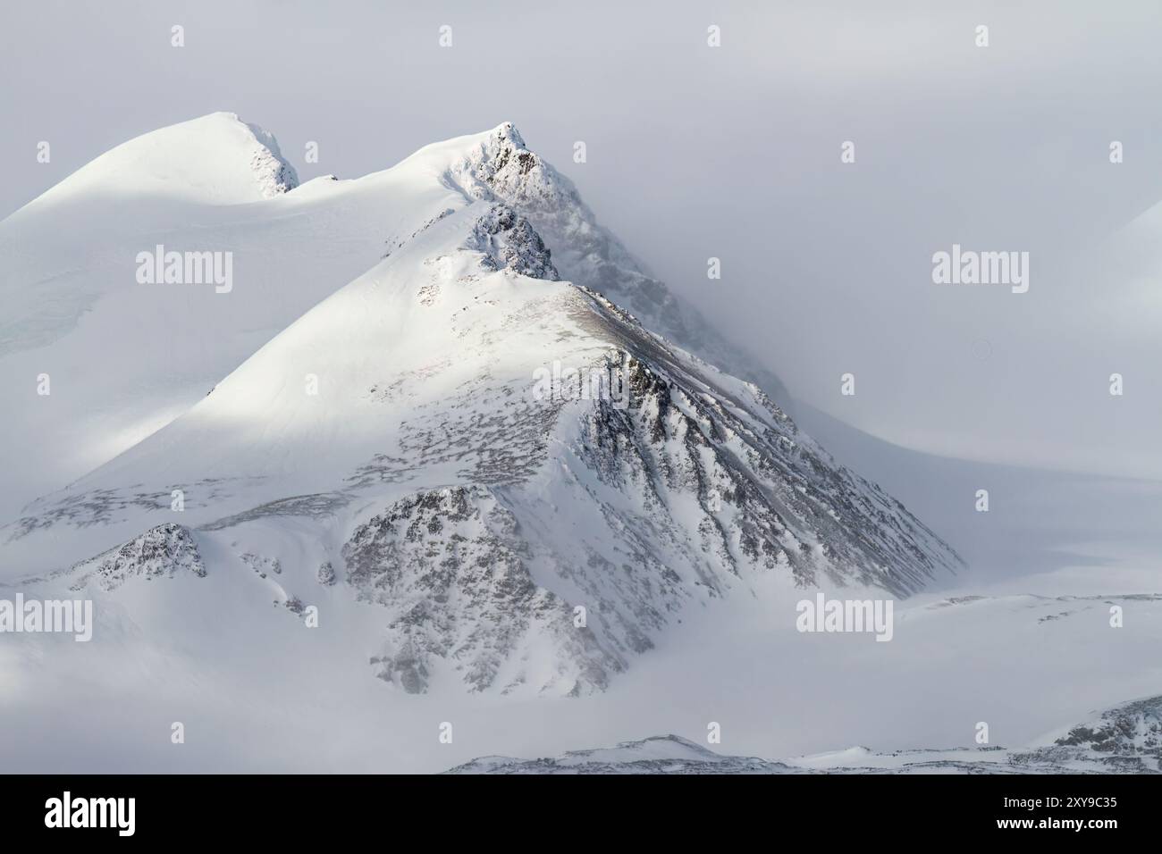 Vista delle montagne innevate che circondano lo stretto Antartico, Antartide. Foto Stock