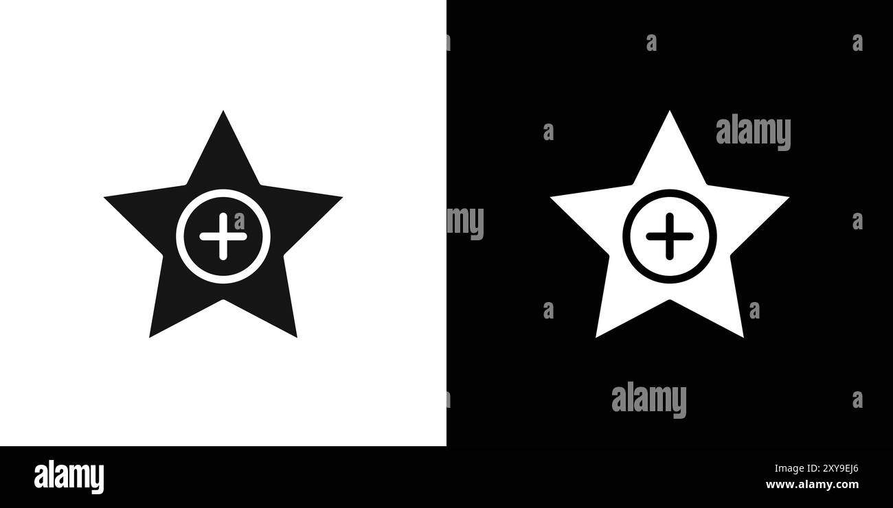 Aggiungi al contorno vettoriale del logo dell'icona preferita in bianco e nero Illustrazione Vettoriale