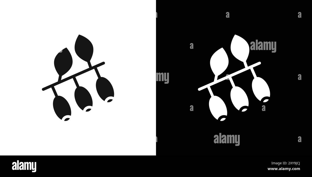 Logo Jujube Icon contorno vettoriale in bianco e nero Illustrazione Vettoriale