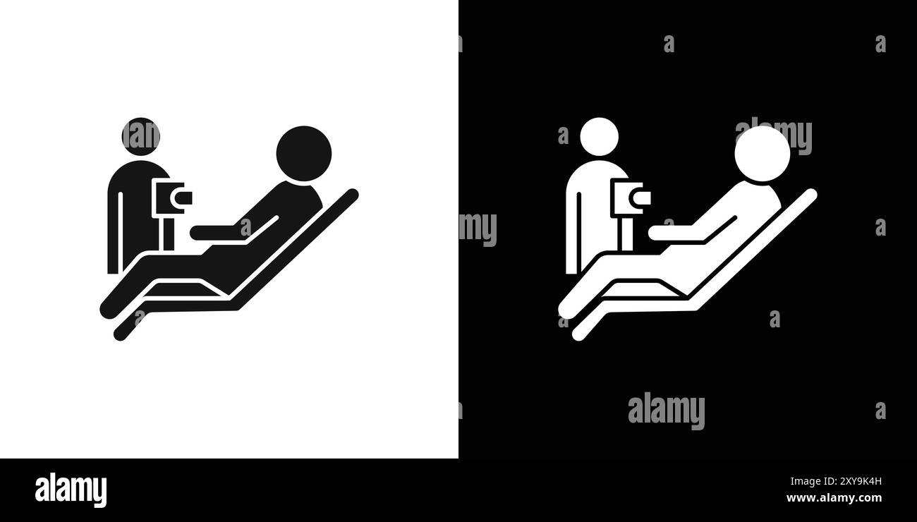 il logo dello psicologo e dell'icona del paziente indica il contorno vettoriale in bianco e nero Illustrazione Vettoriale