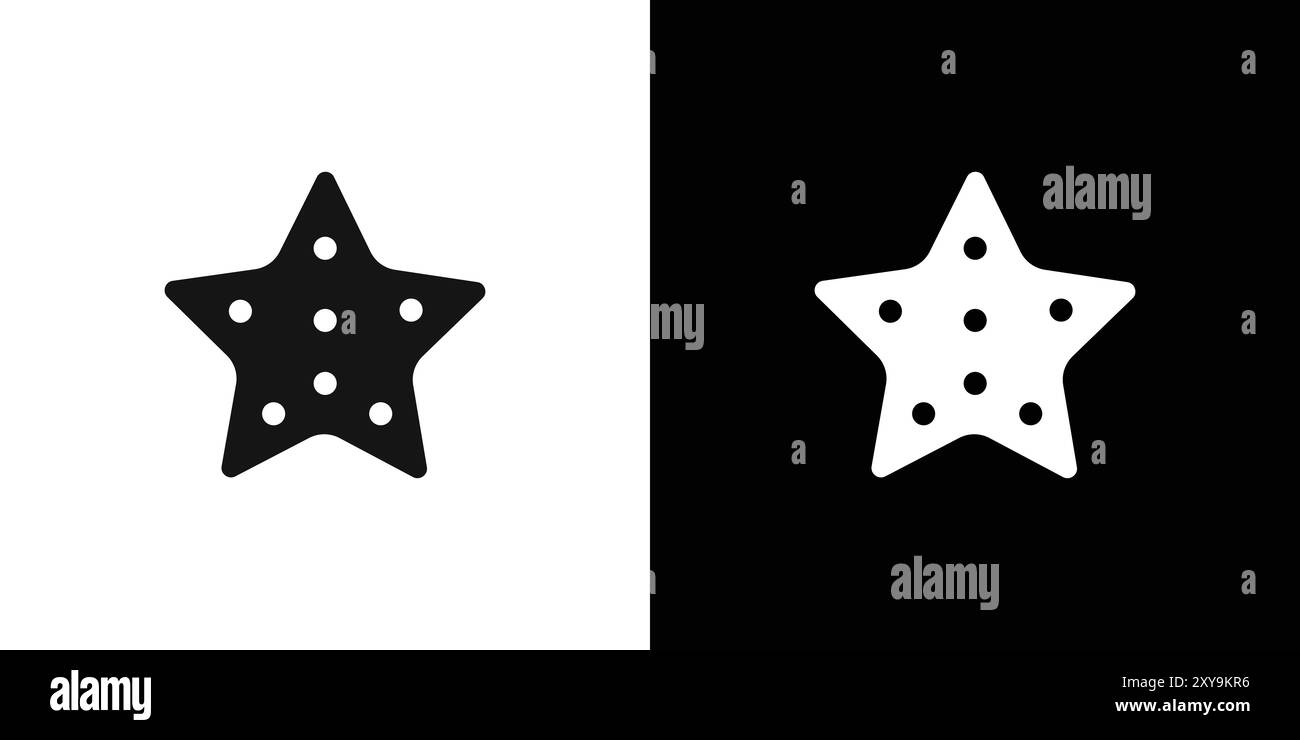 logo sea star con il simbolo vettoriale in bianco e nero Illustrazione Vettoriale